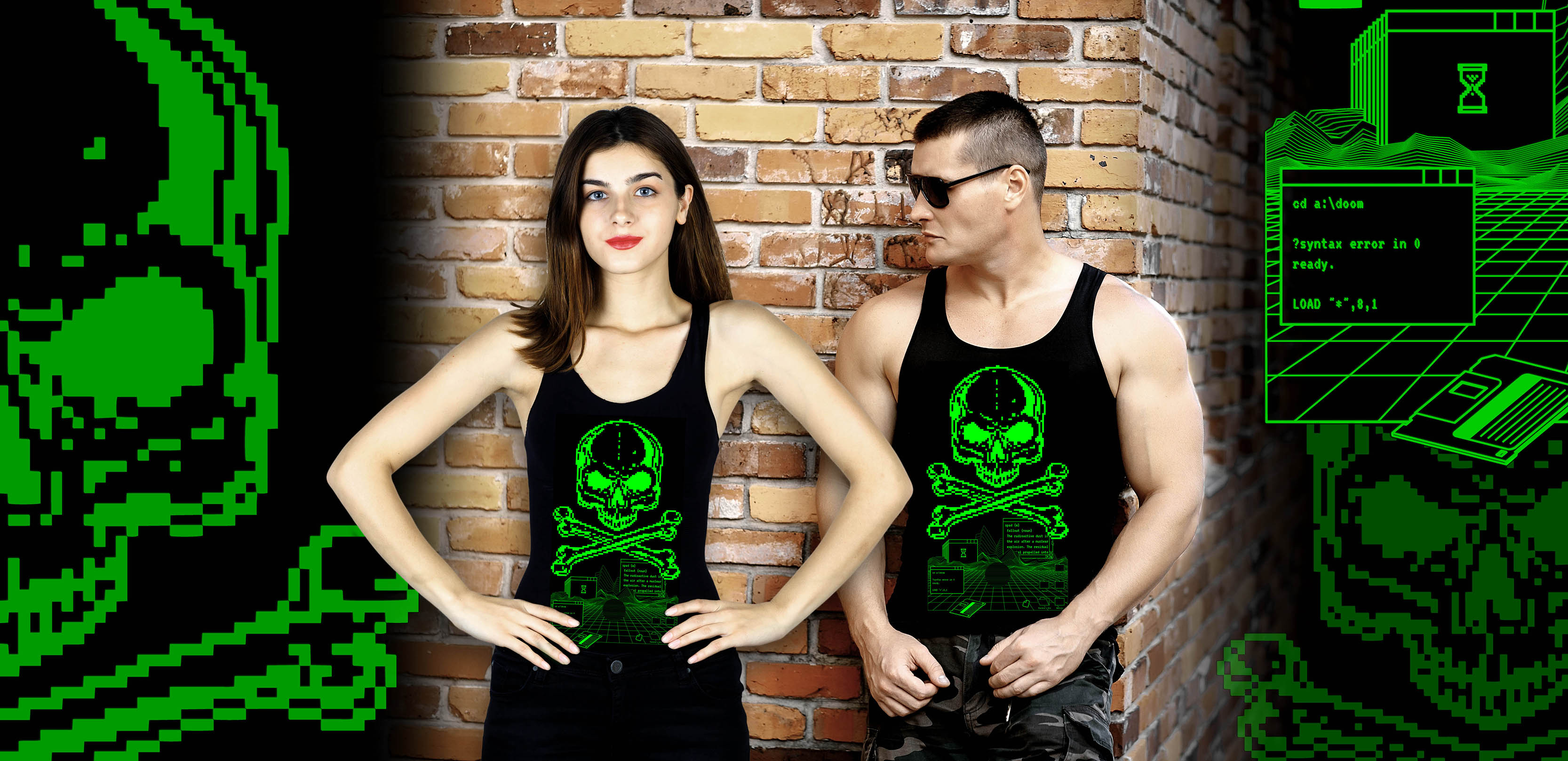 Digi retro skull- pánské triko